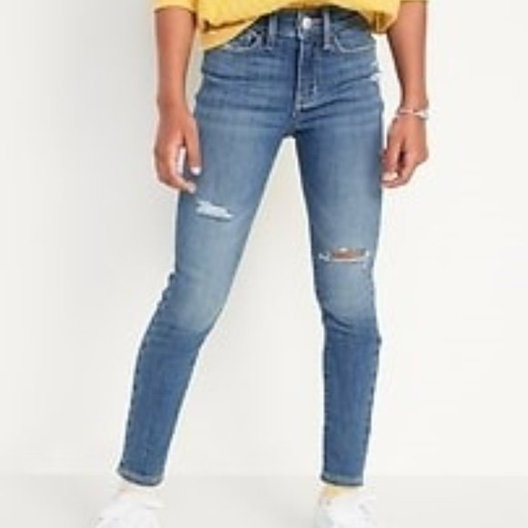 Old Navy High-Waisted Rockstar Stretch Ripped Super Skinny Jeggings for Girl's - Picture 1 of 4
